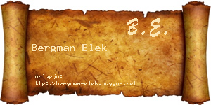 Bergman Elek névjegykártya